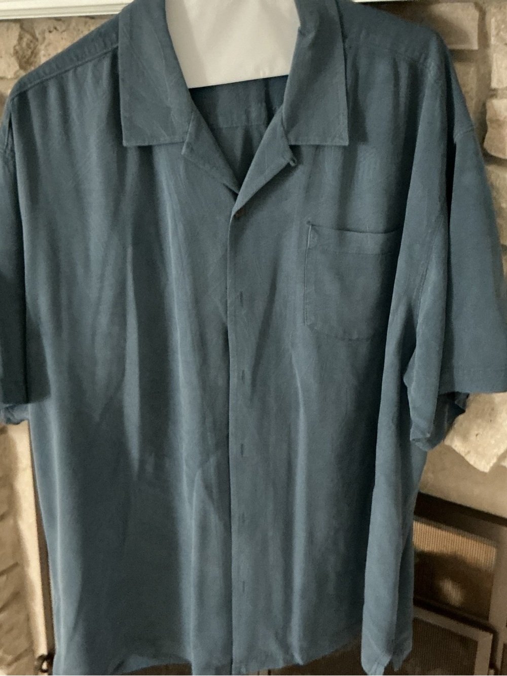 Tommy Bahama Slate Blue silk Short-Sleeve Camp Shirt